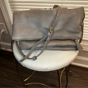Gray Foldover Crossbody Bag